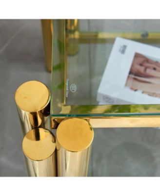 20" Square End Table with Glass & Stainless Steel