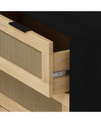 Streamdale 3-Drawers Rattan Storage Cabinet Rattan Drawer,for Bedroom,Living Room,Dining Room,Hallways,Black