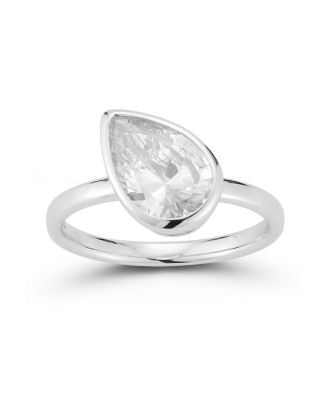 14k Gold Plated Sterling Silver Pear Cut Solitaire Ring