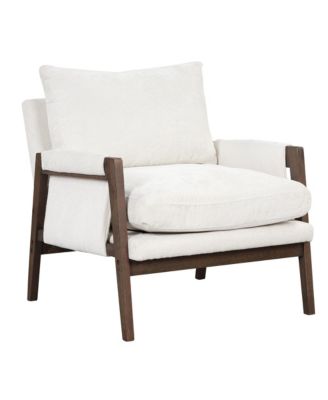Mid-Century Modern Velvet Accent Armchair, White