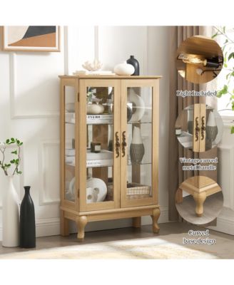 Streamdale Elegant Curio Cabinet with Mirrored Back and Adjustable Shelves