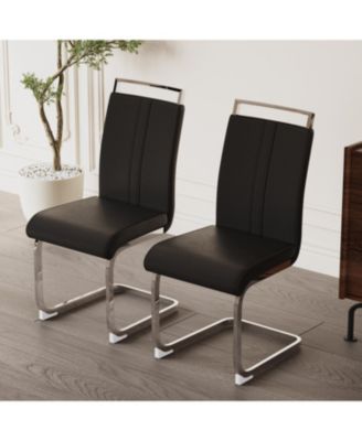 Modern Faux Leather Upholstered Dining Chairs (Set of 2)