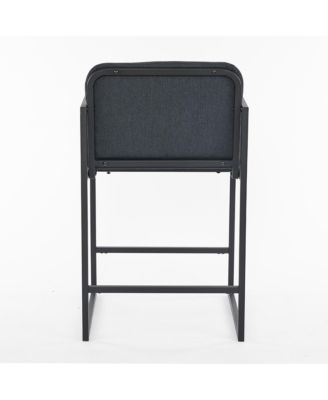 Modern Counter Height Upholstered Bar Stool with Armrests & Metal Frame - Set of 2