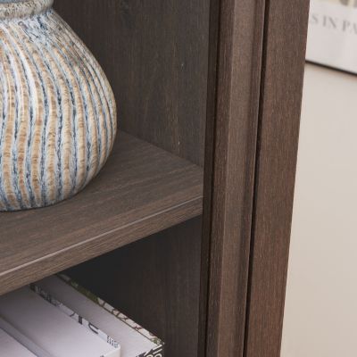 4-Tier Glass Display Cabinet with Flip-Up Doors Collectors Showcase