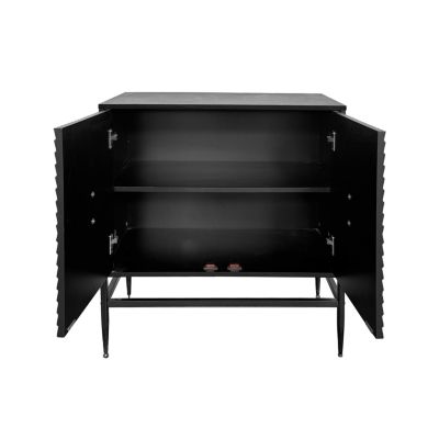 31.5" Black Wooden Storage Cabinet with Metal Legs