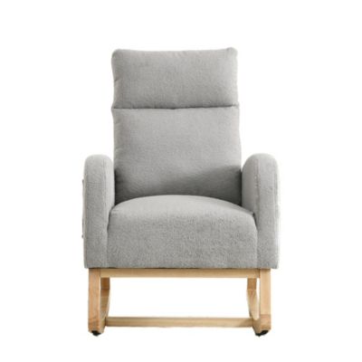  Modern High Backrest Rocker with Side Pockets