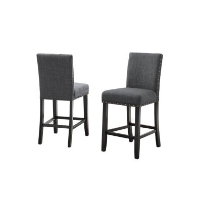 Fabric Counter Height Stools with Nailhead Trim, Set of 2