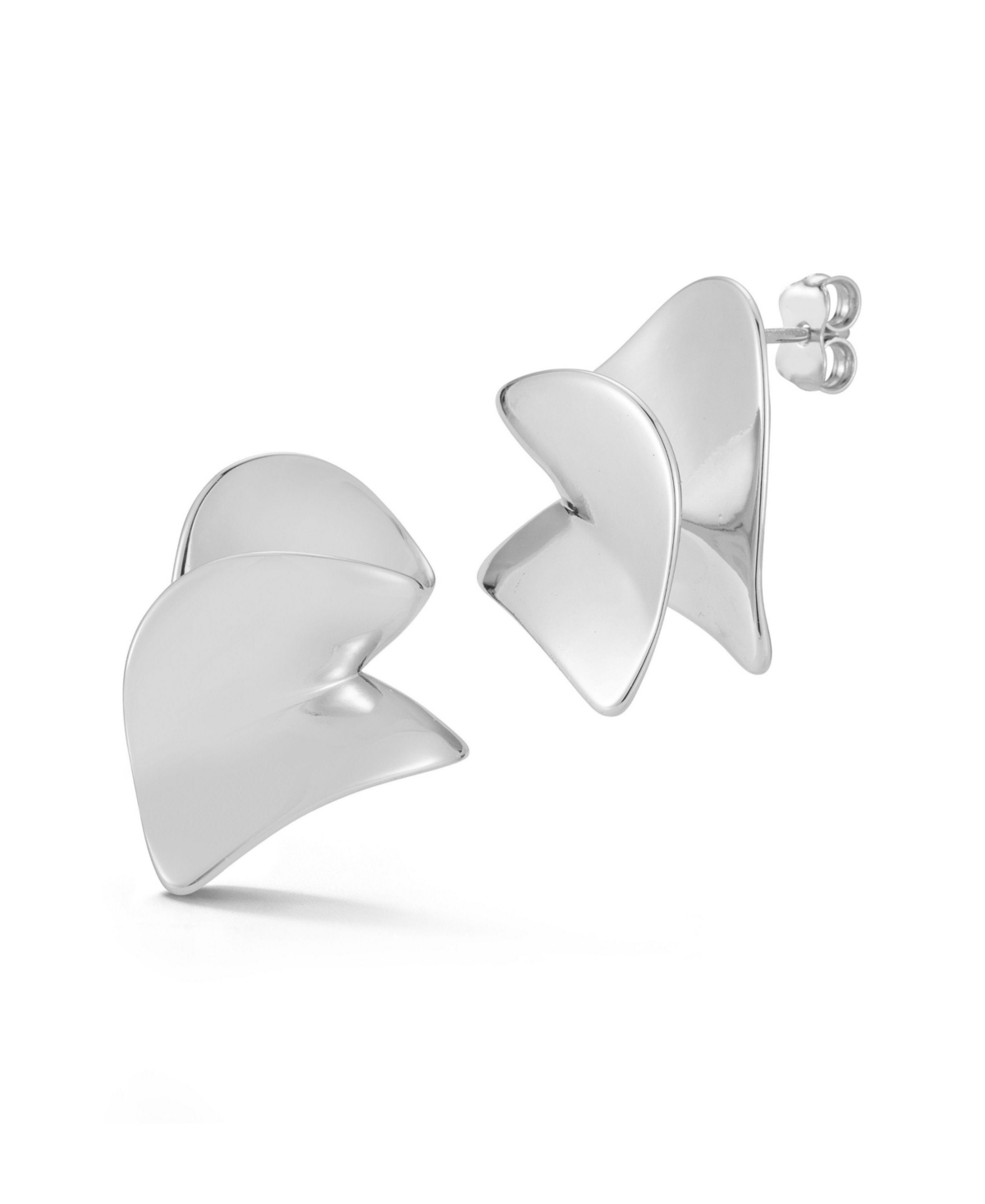 Gold Plated Concave Statement Stud Earrings - Silver
