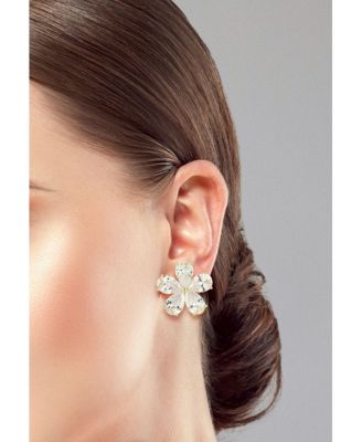 14K Gold Plated Sterling Silver Statement Flower Omega Back Earrings