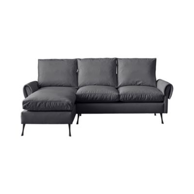 Contemporary Technical Leather Sofa with Reversible Chaise Lounge