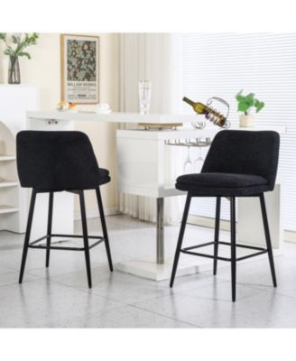 Upholstered Counter Bar Stools with Swivel and Back (Set of 2