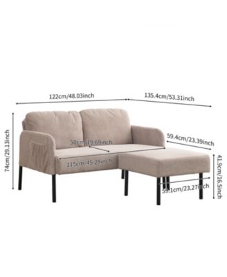 Streamdale Beige L-Shaped loveseat sofa with ottoman for small spaces