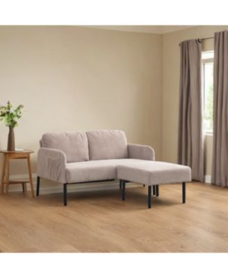 Streamdale Beige L-Shaped loveseat sofa with ottoman for small spaces