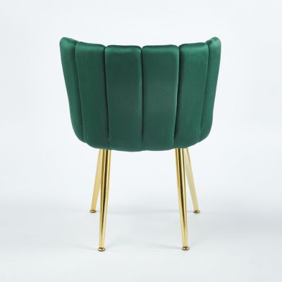 Green Velvet Dining Chair (Set of 2) with Gold Legs