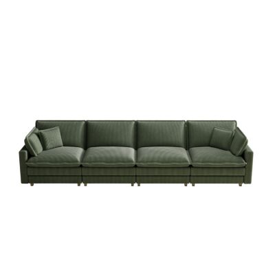 Streamdale Modular Sectional Sofa, Deep Seat, 4 Pillows, Modern L-Shape, GREEN