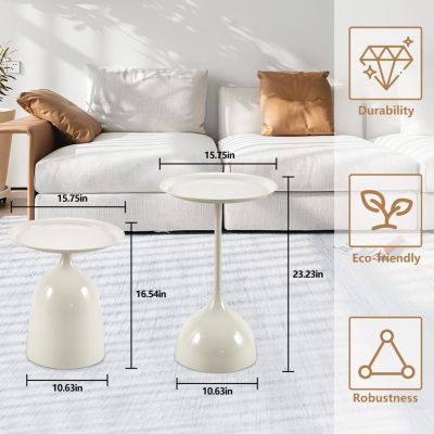 Streamdale 3-Minutes Assembly Premium Metal Side Tables with Raised Edges