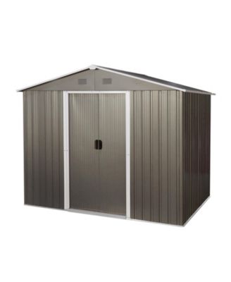 Streamdale 6FT X 8FT Outdoor Metal Storage Shed With Floor Base, Gray