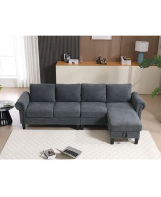 Convertible Sectional Sofa with Storage, L-Shaped, 4-Seater