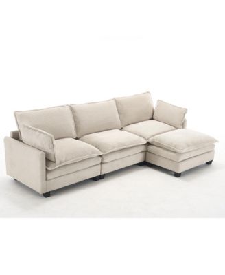 Modular Velvet U-Shaped Sofa with Ottoman & Pillows