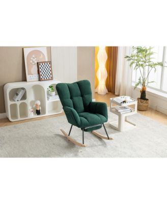 Teddy Fabric Rocking Chair With Adjustable Footrest