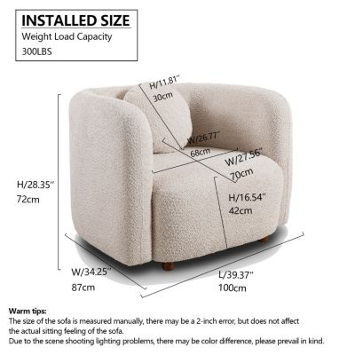 one piece Japandi Style Boucle Sofa Chair
