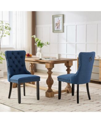 Nikki Tufted Upholstered Linen Dining Chair (Set of 2)