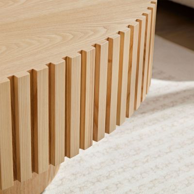 Modern Oval Coffee Table with Pedestal Base, 43.7" for Living Room