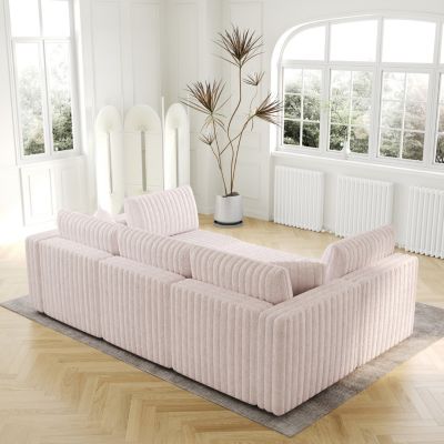 Streamdale U-Shaped 6-Person Sofa with Ottoman, Light Pink, Modular Furniture