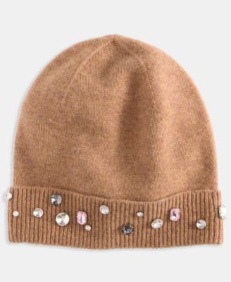 Women's 100% Cashmere Embellished Beanie