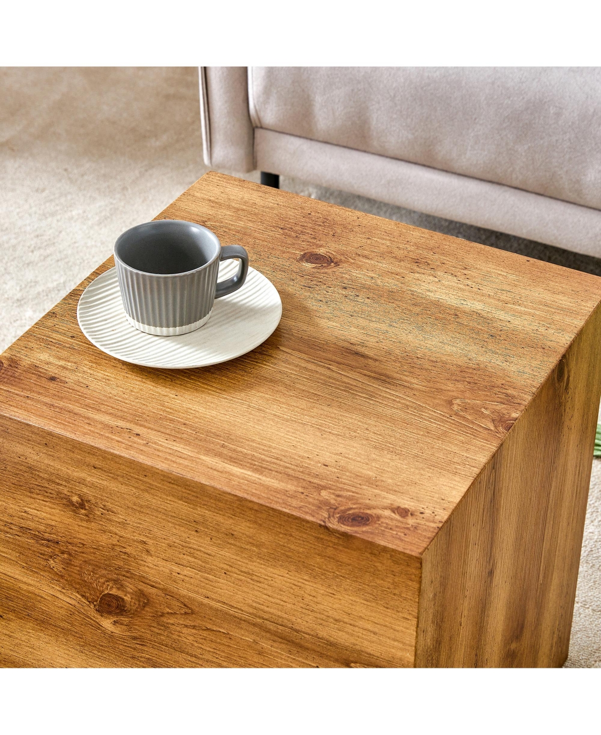 Streamdale Furniture Modern Mdf Coffee Table with Stylish Woodgrain, 11.8 x 11.8 x 19.6 inch