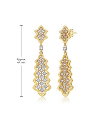 14K Gold Plated Cubic Zirconia Dangle Earrings