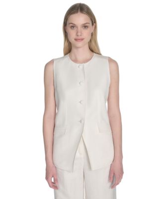 Calvin Klein - Women's Linen-Blend Collarless Vest
