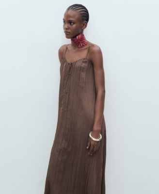 Women's Bow Detail Textured Midi Dress