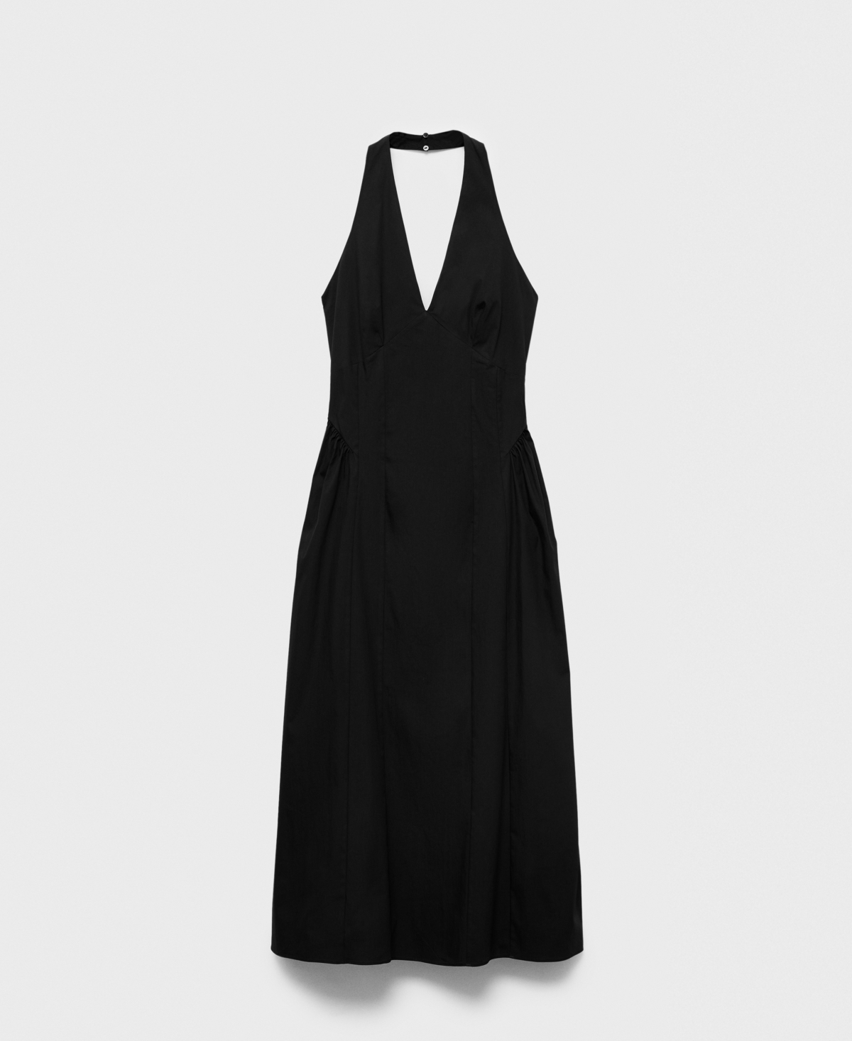 Mango Halter Neck Cotton Midi-dress Black