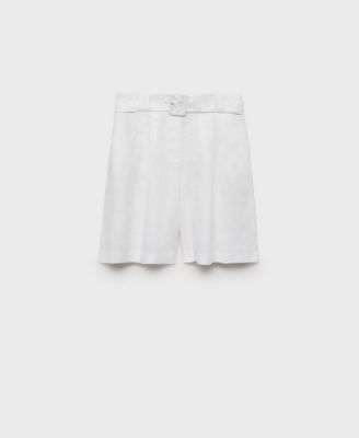 Women's Belt Linen-Blend Bermuda Shorts