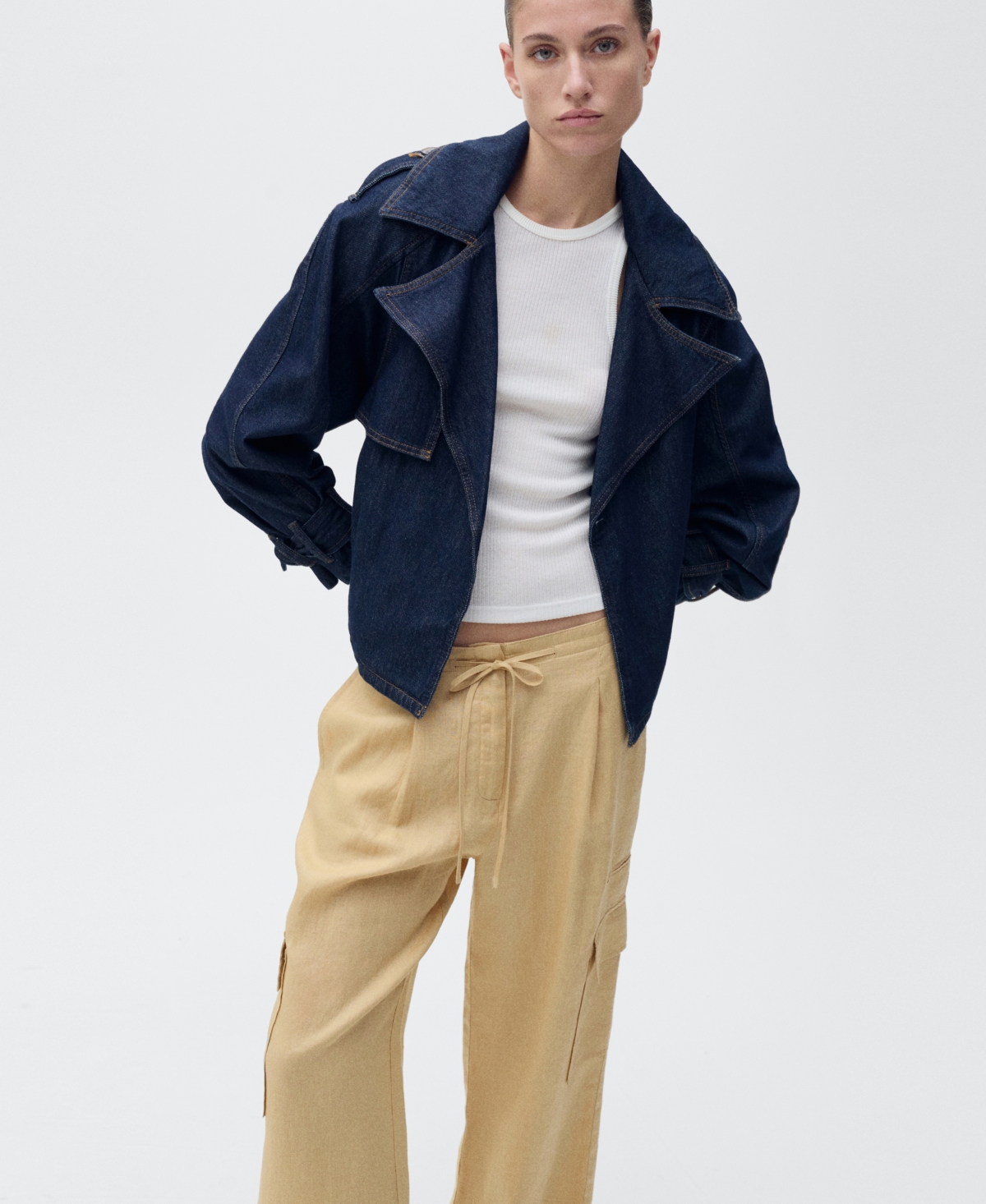 Mango Linen Cargo Pants