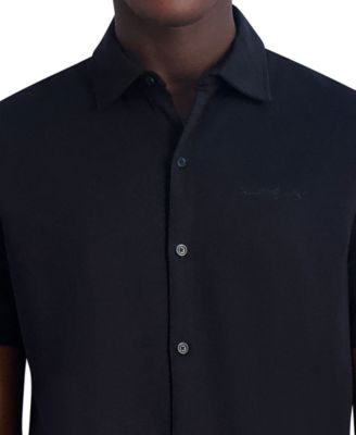 Men's Short Sleeve Collared Knit Button Front T-Shirt