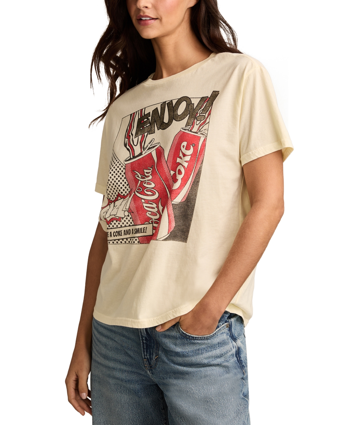 Lucky Brand Women's Cotton Have A Coke And Smile Graphic T-shirt