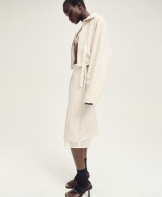 Women's Combined Linen Blend Midi Skirts