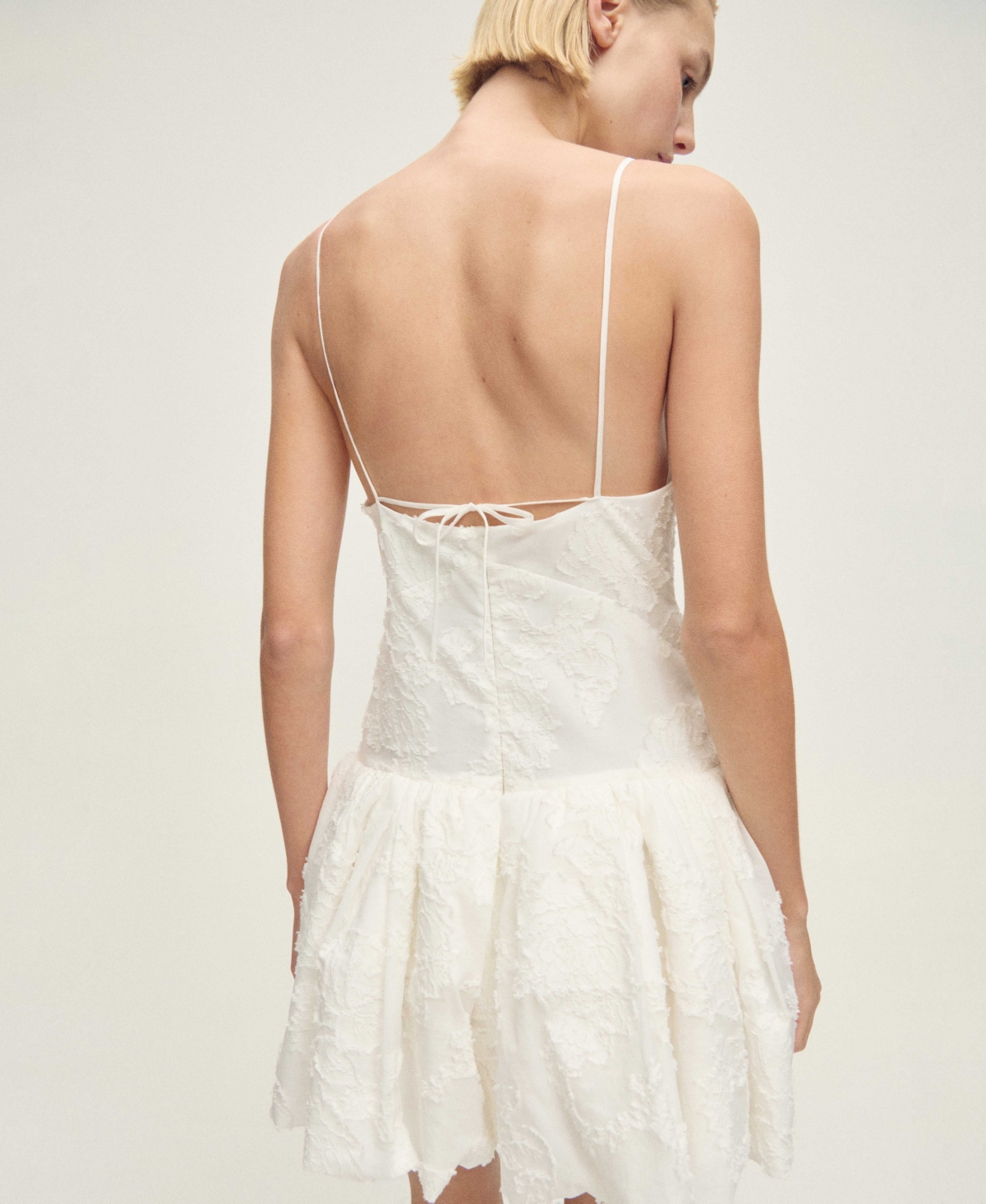 Mango Embroidered Bubble Minidress In White