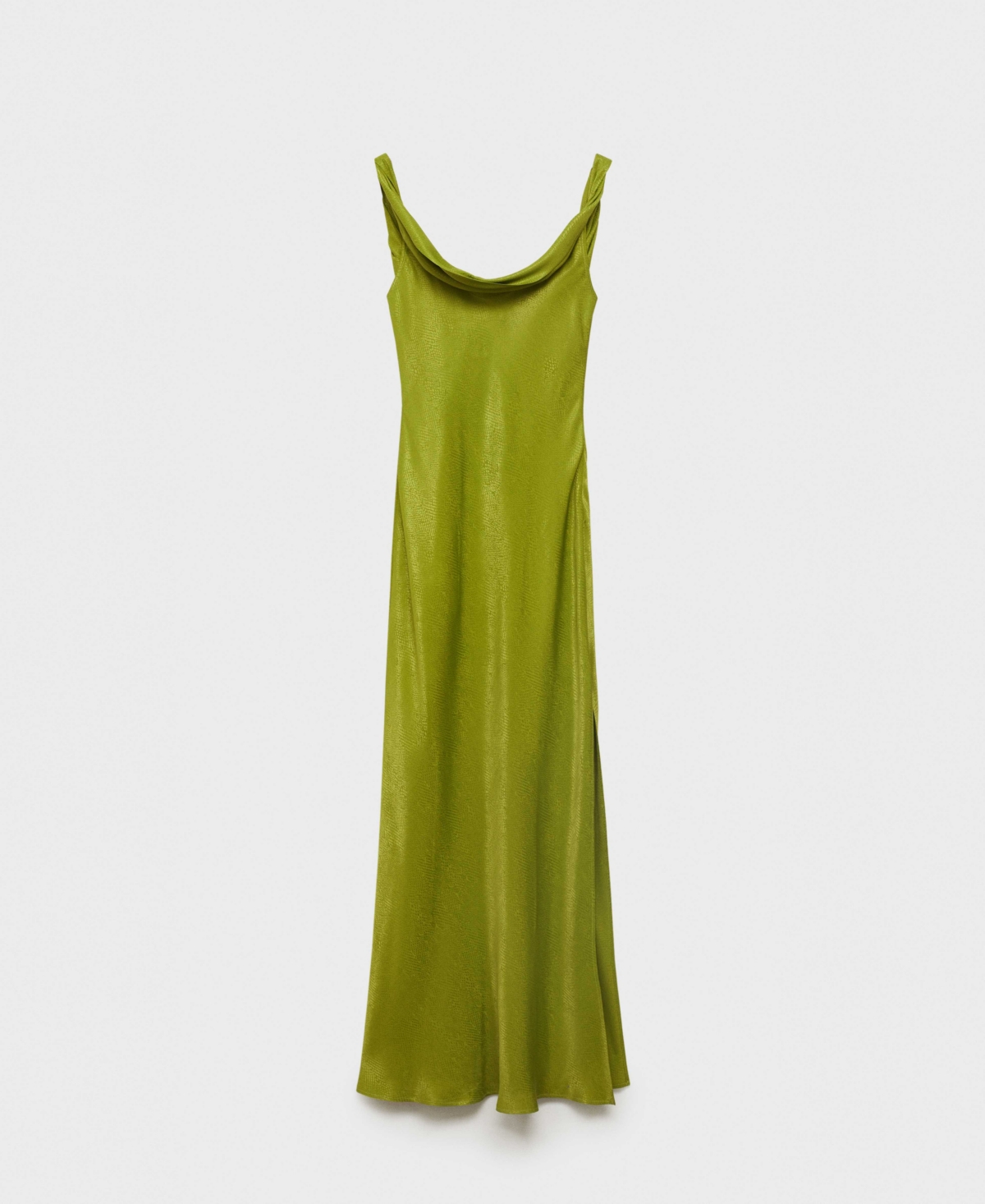 Shop Mango Women's Draped Neck Satin Texture Dress