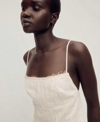 Women's Frayed Neckline Cotton Dress