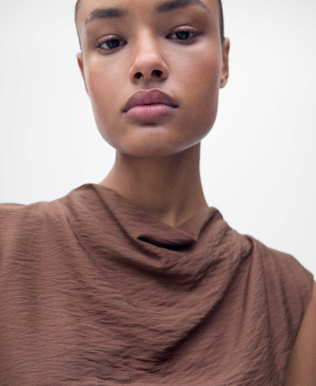 Mango Drape Texture Minidress In Brown