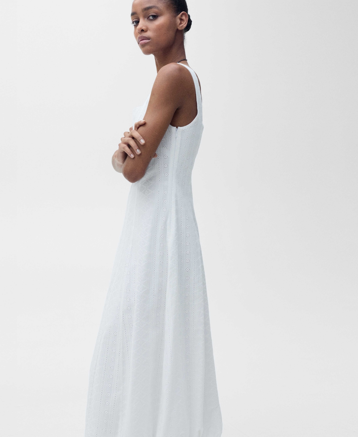 Shop Mango Women's Puffed Hem Embroidered Dress