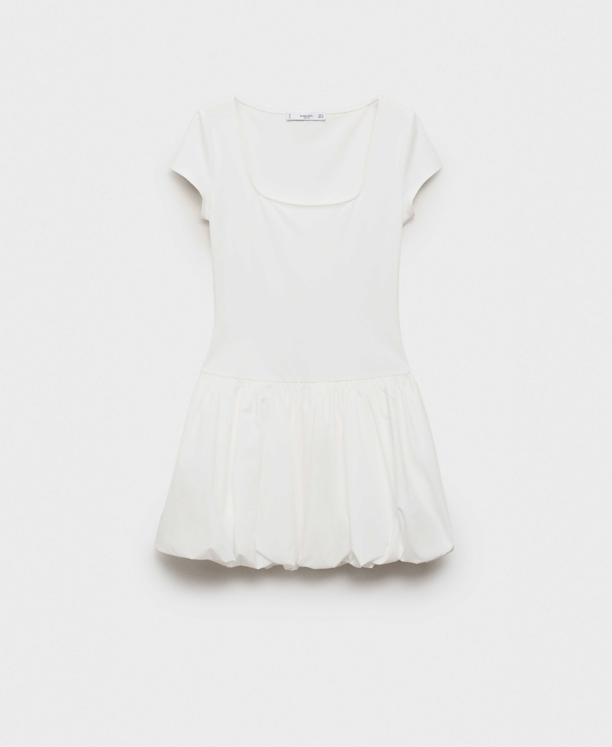 Mango Square Neck Short Sleeve Bubble Hem Mini Dress