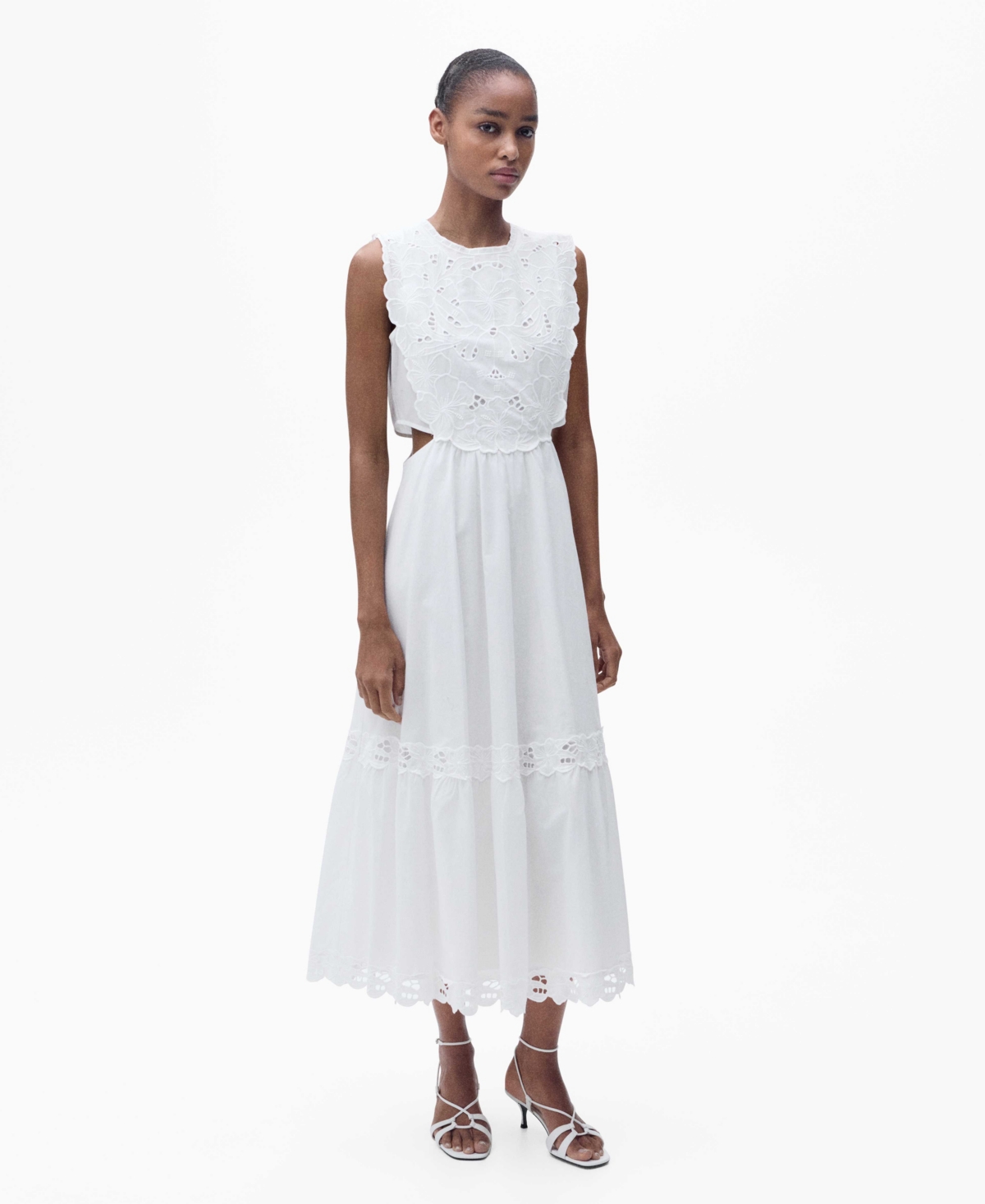 Shop Mango Women's Side Slits Embroidered Dress