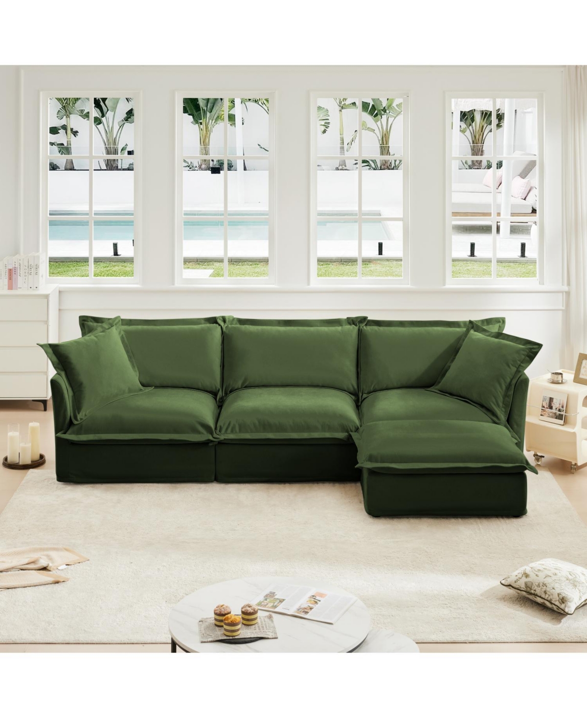 Streamdale Furniture L-Shaped Sectional Sofa with Convertible Ottoman & Pillows