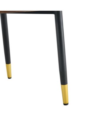 8-Piece Brown Velvet Dining Chair Set with Black Metal Legs