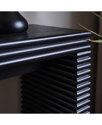 Modern Black Ribbed Console Table