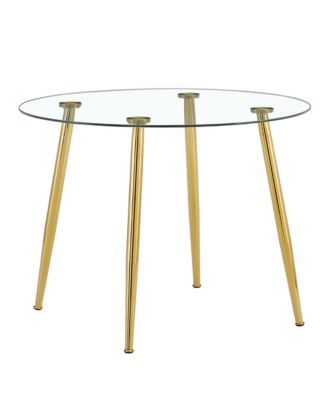 40" Glass Top Dining Table - Gold Legs DT-1164